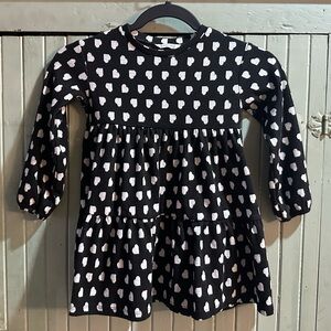Mayoral Black Dress with White Heart Pattern